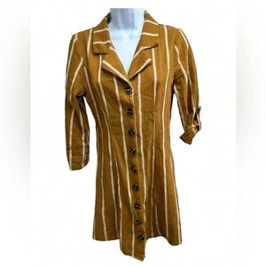 Entro okra striped shirt dress size Small, 100% cotton